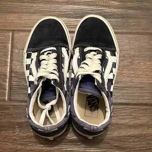 Vans Men/Women Checkerboard Black, White & Navy Old Skool Sneakers